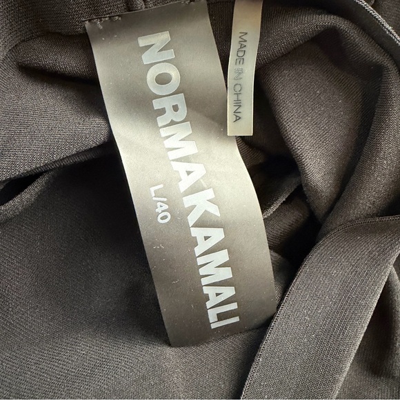 Norma Kamali Halter Turtleneck Side Slit Gown stretchy pullover black dress lrg - Picture 5 of 7